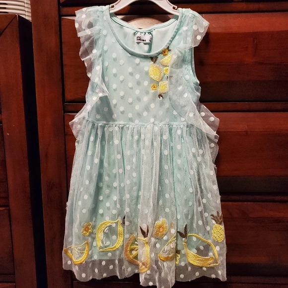 Epic Threads Toddler Girl Dot Mesh Lemon Dress 4T - Picture 2 of 11